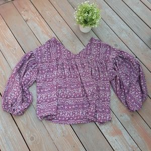 NWOT Ces Femme Boho Floral Long Sleeve Blouse